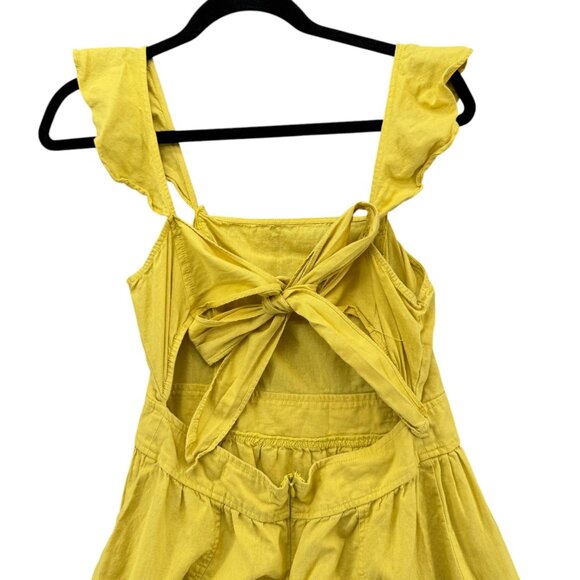 Chelsea & Violet Prairie Blues Linen Dress Yellow Sleeveless Tie Back Pleat Sz S - Picture 15 of 16